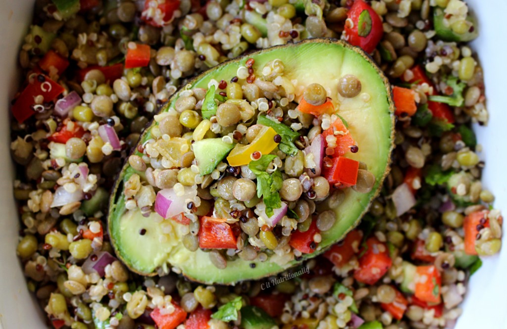 Mung Bean, Quinoa, & Lentil Salad Stuffed Avocado| C it Nutritionally