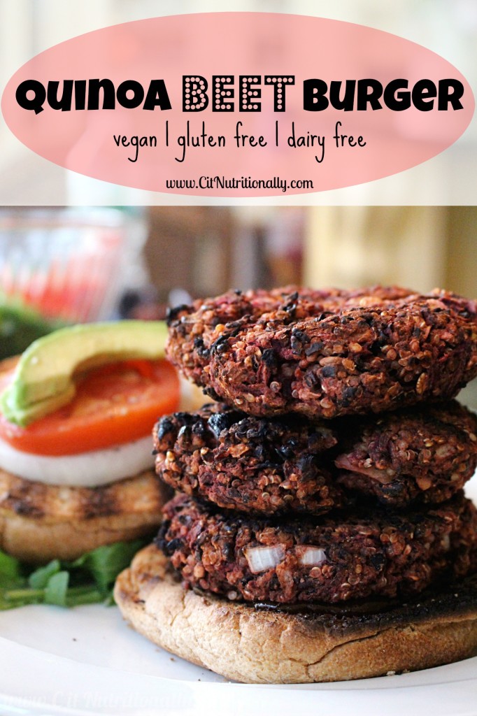 Gluten Free & Vegan Quinoa Beet Burger | C it Nutritionally #MeatlessMonday