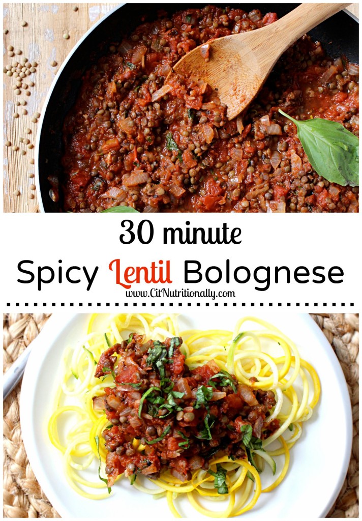 30 Minute Spicy Lentil Bolognese | C it Nutritionally #vegan #vegetarian #glutenfree #grainfree #dairyfree