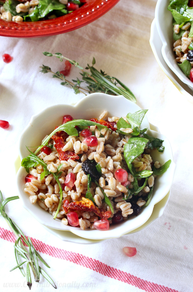 Fall Farro Salad with Pomegranate Seeds & Cranberries | C it Nutritionally