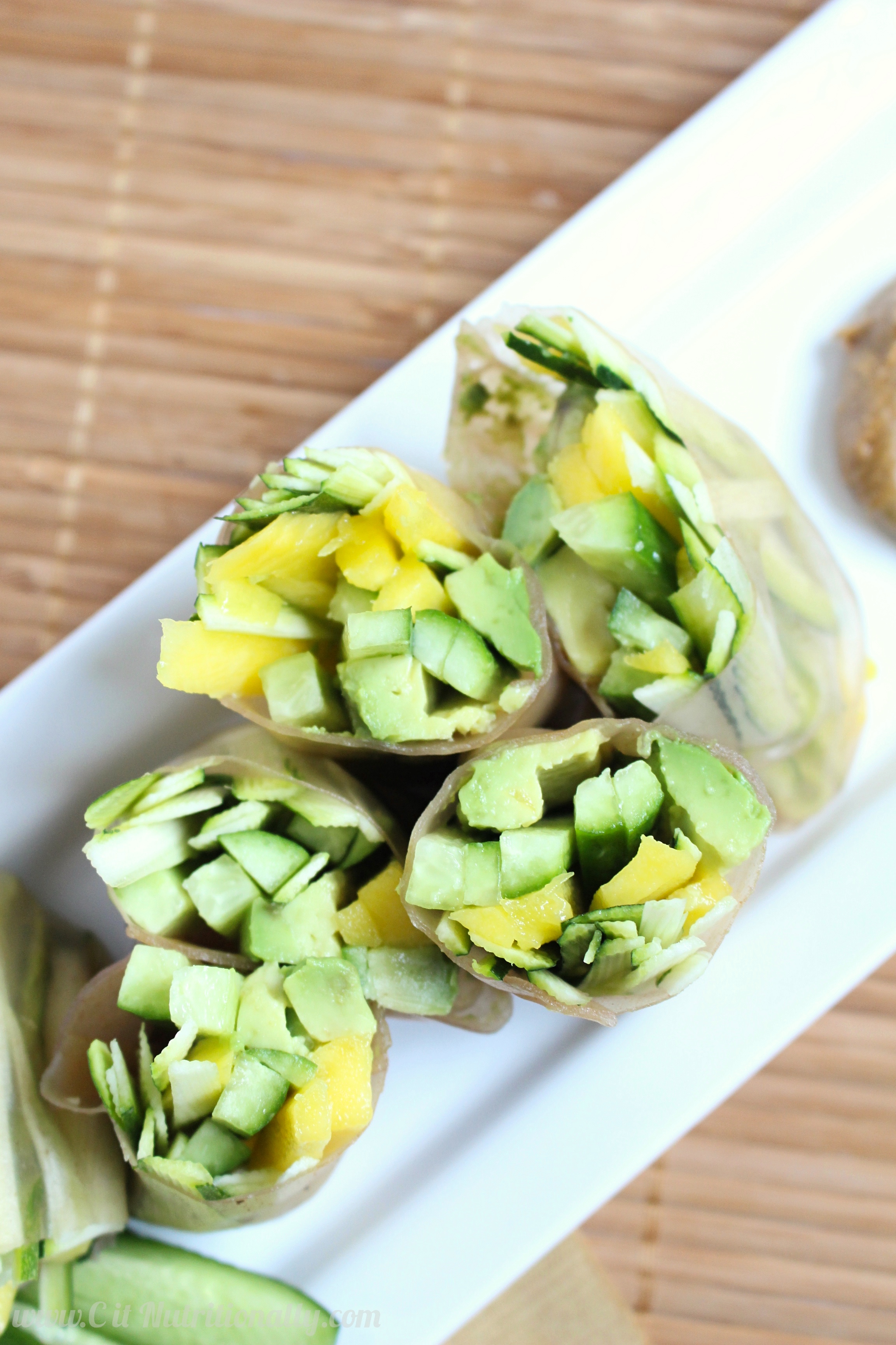 Mango, Cucumber & Zucchini Summer Rolls with Sunflower Seed Dipping Sauce | C it Nutritionally