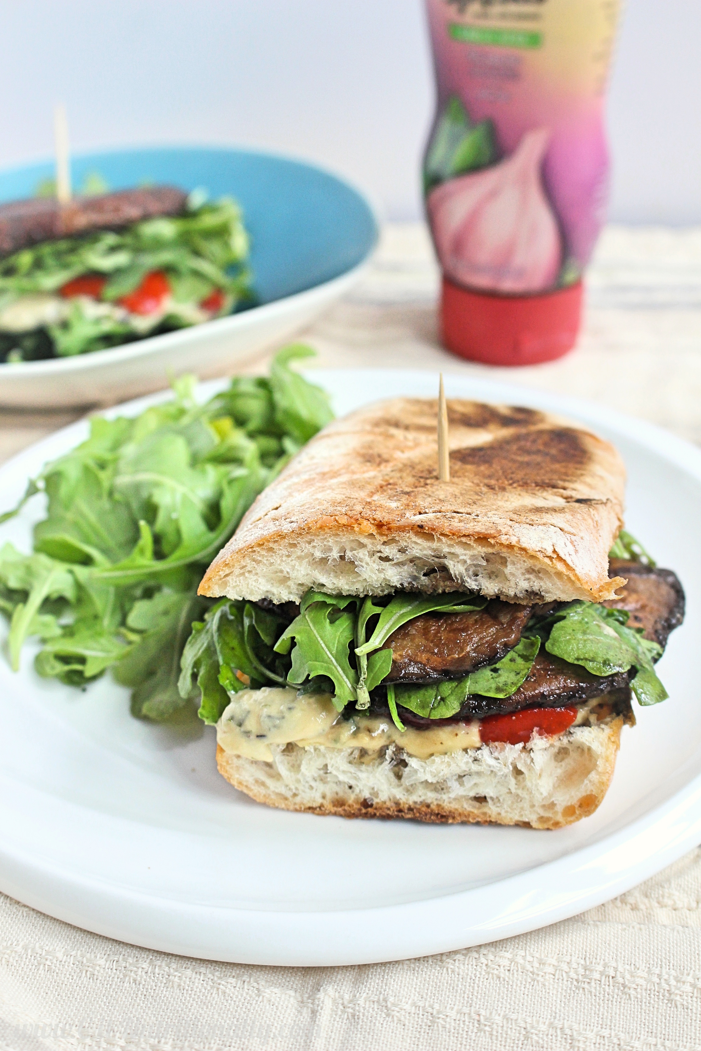 Grilled Portobello Mushroom and Arugula Sandwich with Garlic & Herb Spread | C it Nutritionally 
