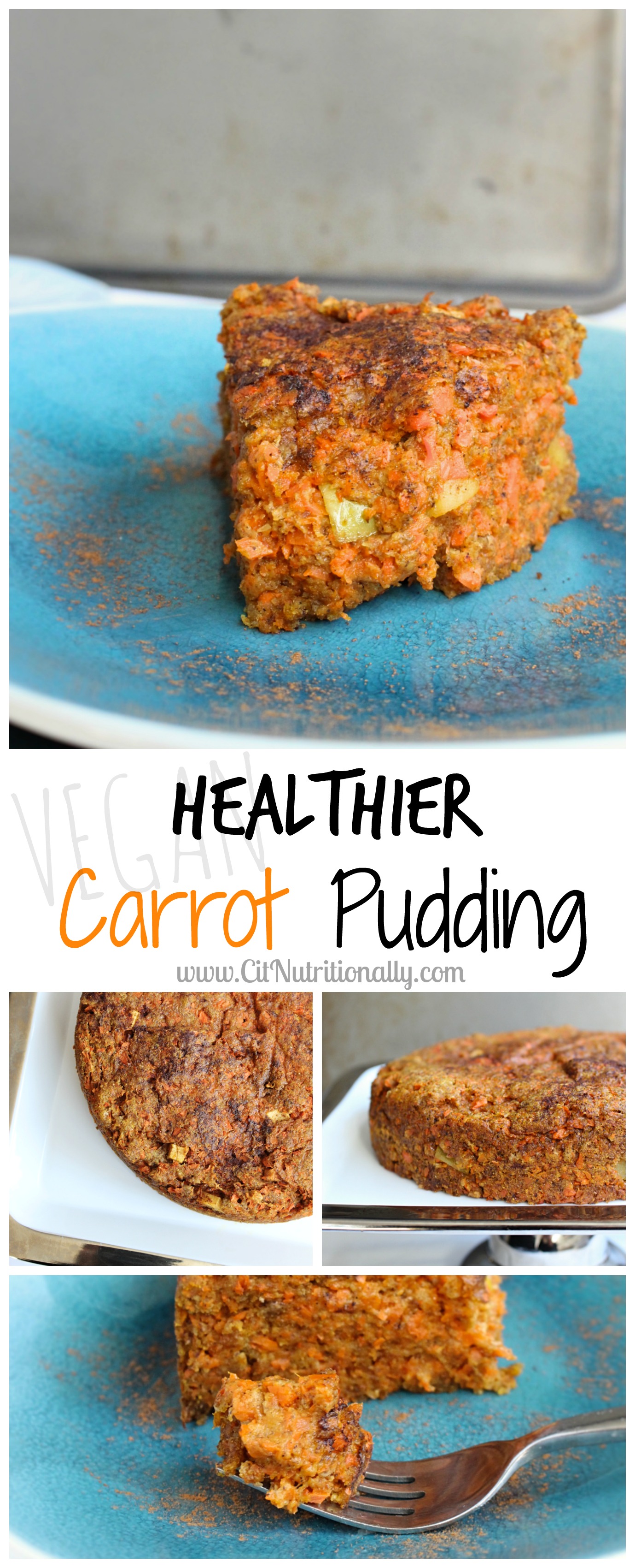 Healthier Carrot Pudding {vegan} | C it Nutritionally A great addition to your Thanksgiving table! Made with 100% whole wheat flour, sweetened with date sugar and apples, and full of delicious nutrition! 