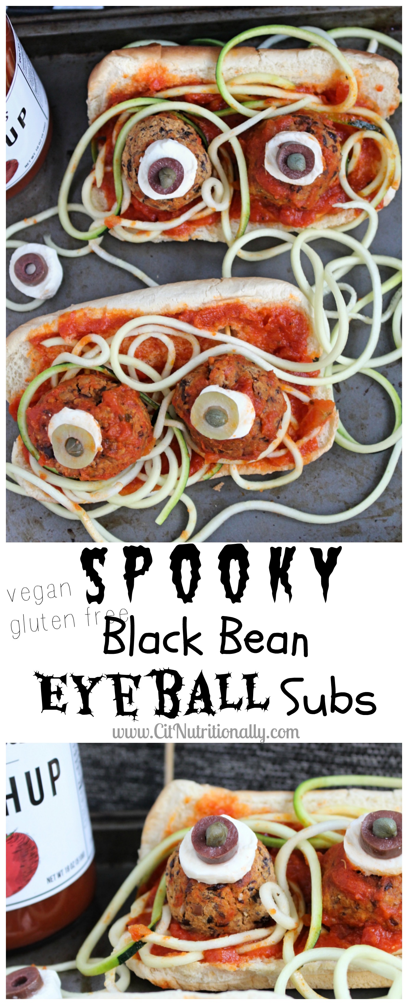 Spooky Black Bean Eyeball Subs | C it Nutritionally #sponsored 