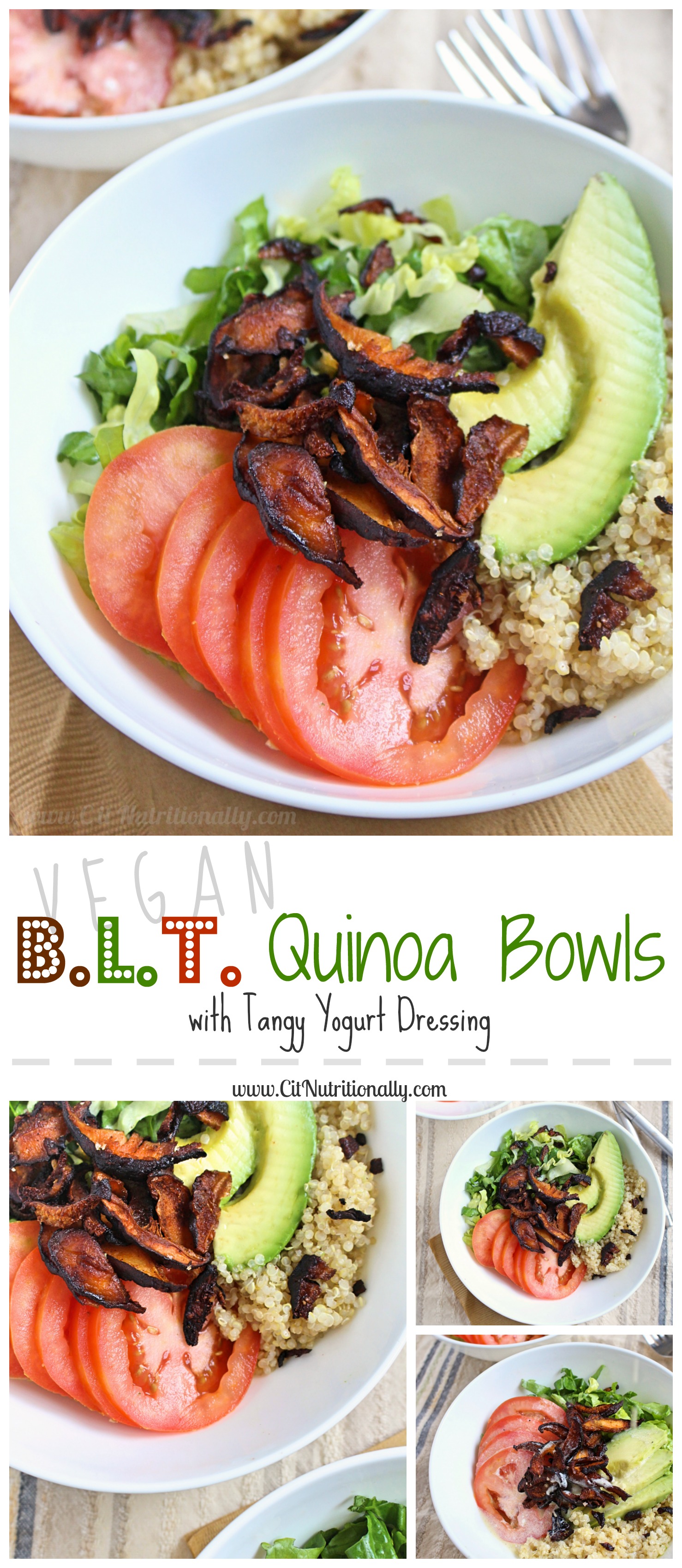 Vegan BLT Quinoa Bowls with Tangy Yogurt Dressing | C it Nutritionally