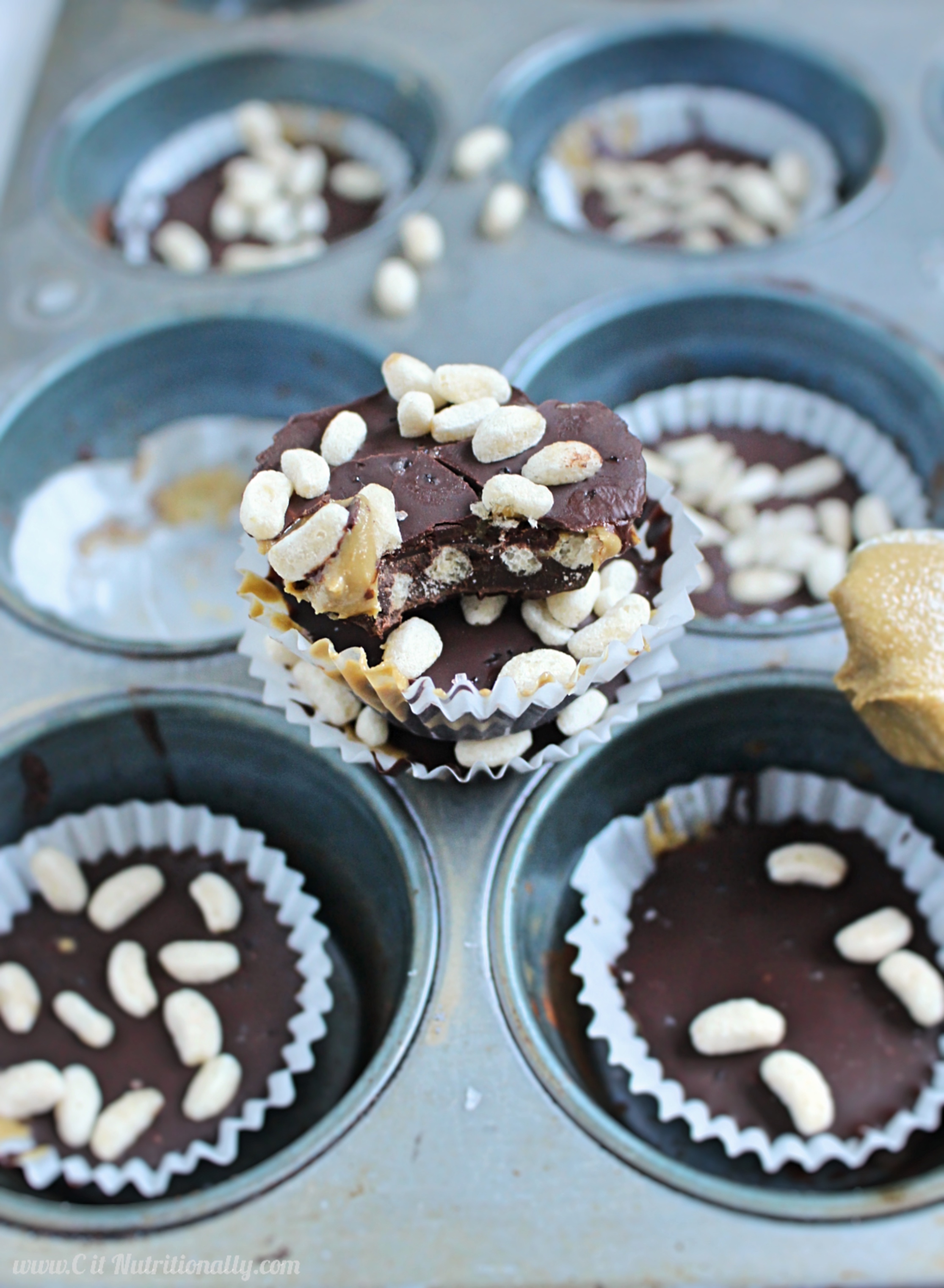 No Bake Crispy Chocolate Sunflower Seed Butter Cups | C it Nutritionally Nut Free, Gluten Free, Egg free, Soy free, Dairy Free