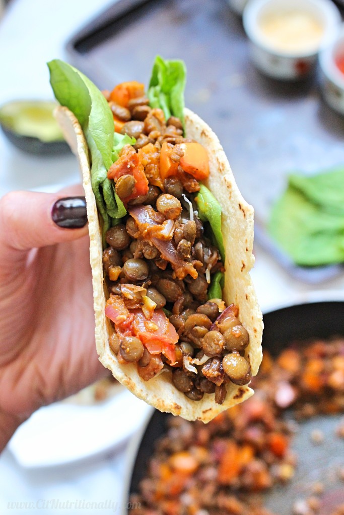 I don’t think there’s anything better than smoky, spicy, and SIMPLE 6-Ingredient Easy Lentil Tacos on Taco Tuesday! Vegan, Gluten free option, Dairy free, Nut free | 6-Ingredient Easy Lentil Tacos | C it Nutritionally