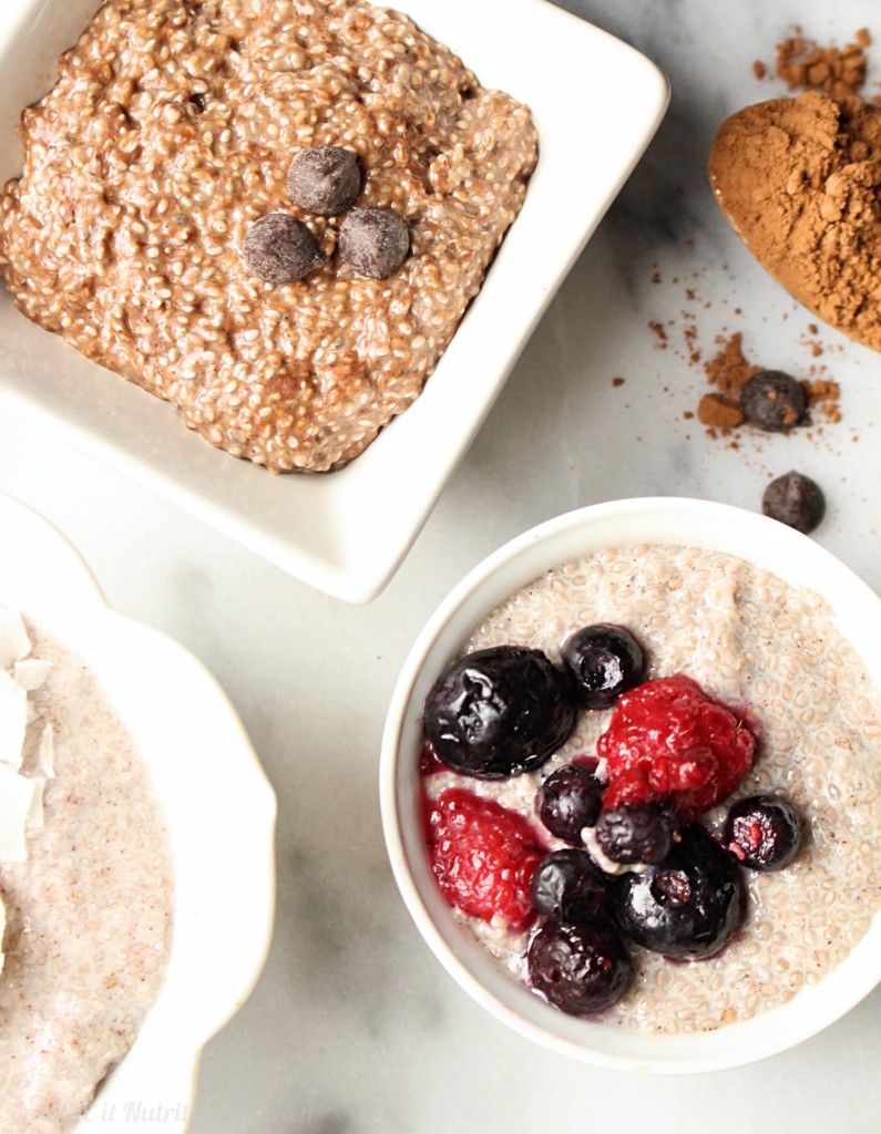 Basic Chia Pudding is one of my go-to breakfasts or snacks, especially when I’m trying to cut my added sugar intake. It’s full of fiber, protein and healthy fats that keep me full for hours. Try these 4 variations and your taste buds will thank you! Vegan, Gluten free, Grain free, Dairy free, Nut free, No added sugar | Basic Chia Pudding, 4 Ways + Video! | C it Nutritionally