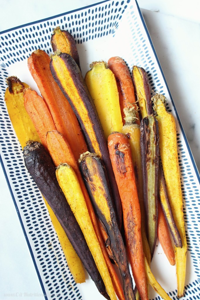 Easy Roasted Carrots | C it Nutritionally If you’re looking to boost your veggie intake there’s no better way than with these naturally sweet, just browned and addictive Easy Roasted Carrots. They’re a food prep staple in my kitchen! Free of top 8 food allergens. Vegan, Gluten free.
