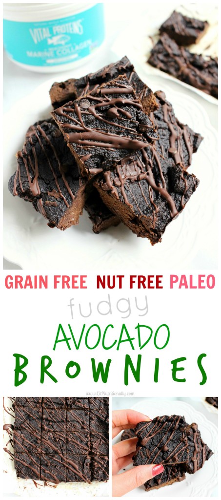 Grain Free Fudgy Avocado Brownies {Vegan + Paleo} | C it Nutritionally Fudgy, gooey chocolatey brownies are a family favorite and now everyone in your family can healthfully enjoy the chocolatey goodness with these Grain Free Fudgy Avocado Brownies that just so happen to be vegan and paleo! Free from the top 8 food allergies, Gluten free, Dairy free