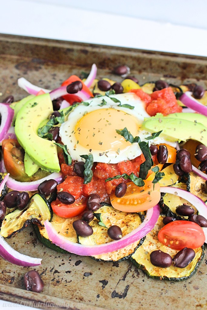 Zucchini Breakfast Nachos for One | C it Nutritionally Zucchini Breakfast Nachos are a delicious and nutritious way to start your day, filling you up with fiber, protein and more than one servings of veggies! Vegetarian, Gluten free, Grain free, Dairy free, Nut free, Peanut free