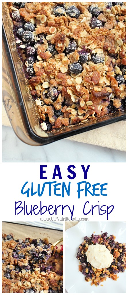 Easy Gluten Free Blueberry Crisp | C it Nutritionally Simple, delicious and fresh, this Easy Gluten Free Blueberry Crisp is going to become your go-to dessert of the summer! 