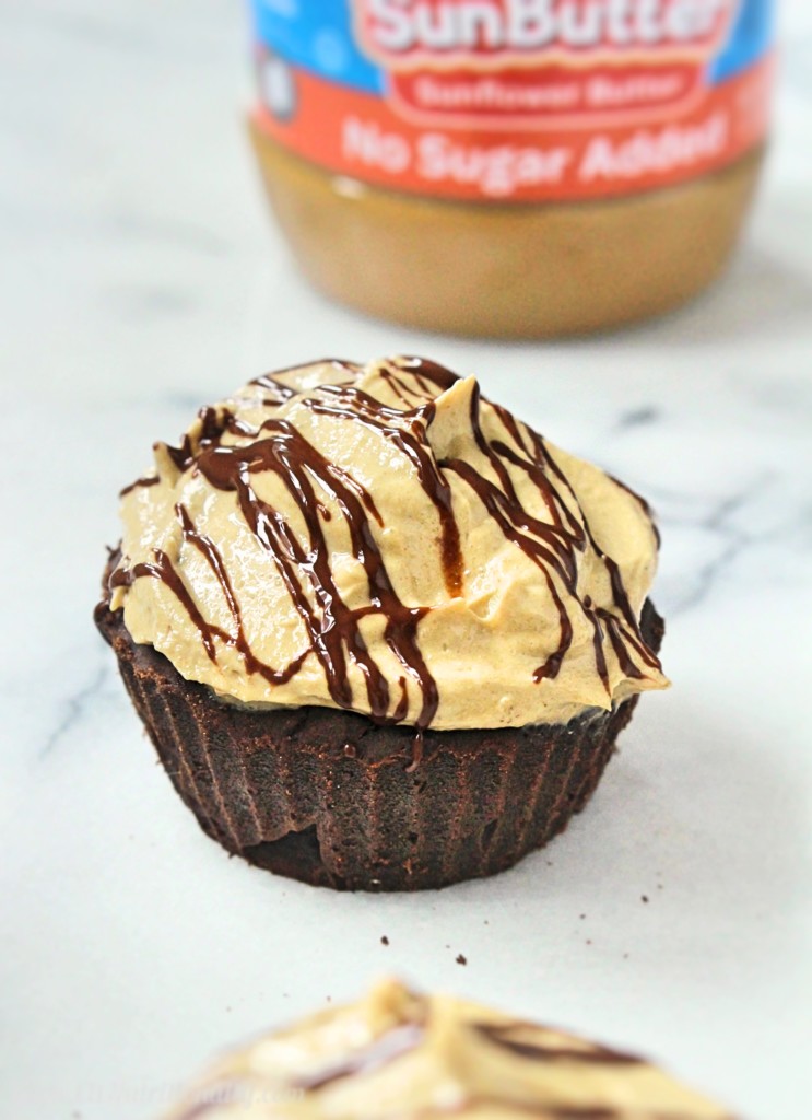 Gluten Free Chocolate Cupcakes with SunButter Frosting | C it Nutritionally by Chelsey Amer, MS, RDN, CDN Deliciously moist and food allergy friendly, these Gluten Free Chocolate Cupcakes with SunButter Frosting are the perfectly safe way to celebrate Food Allergy Awareness Week, or any fun occasion in your life! Tree Nut Free, Peanut Free, Soy Free, Egg Free, Dairy Free option