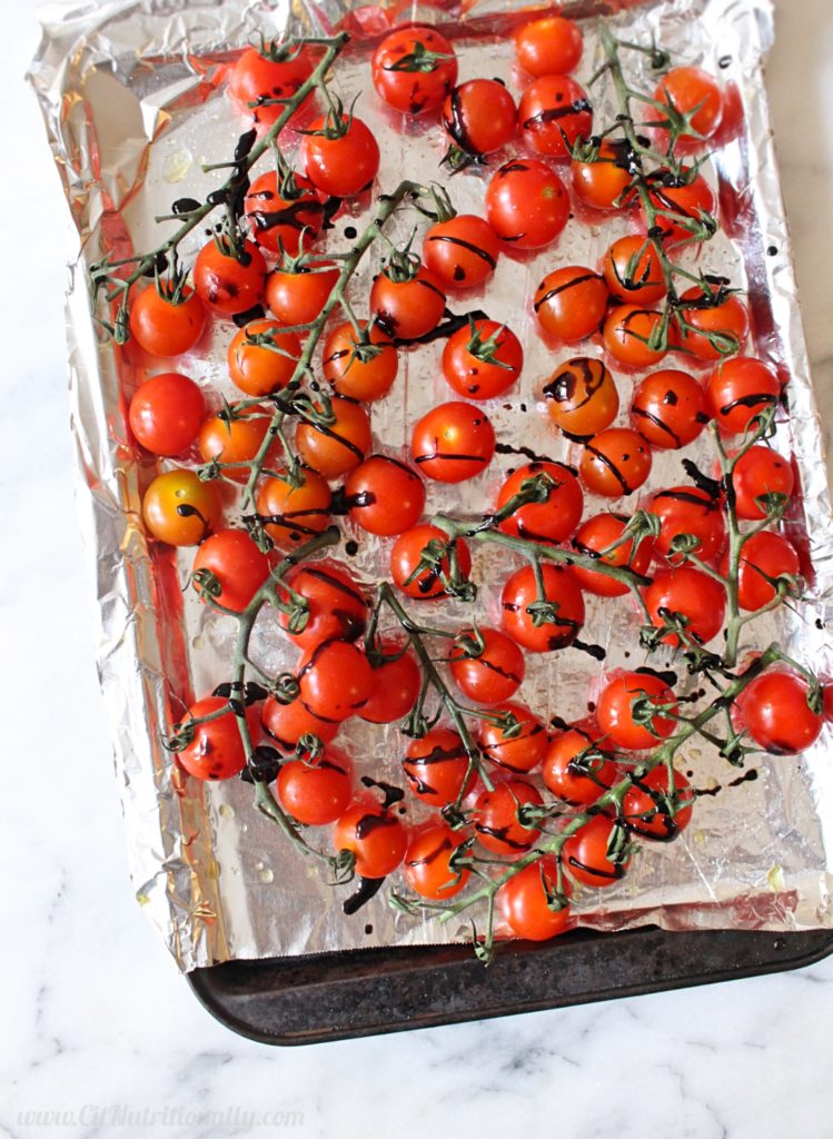 Easy Balsamic Roasted Tomatoes | C it Nutritionally by Chelsey Amer, MS, RDN, CDN | Enjoy the sweet taste of summer with these Easy Balsamic Roasted Tomatoes! They're not only full of flavor, but easy to make with mostly hands-off time, so you can enjoy the beautiful weather! Dairy Free, Soy Free, Nut Free, Egg Free, Vegan, Gluten Free, Grain Free