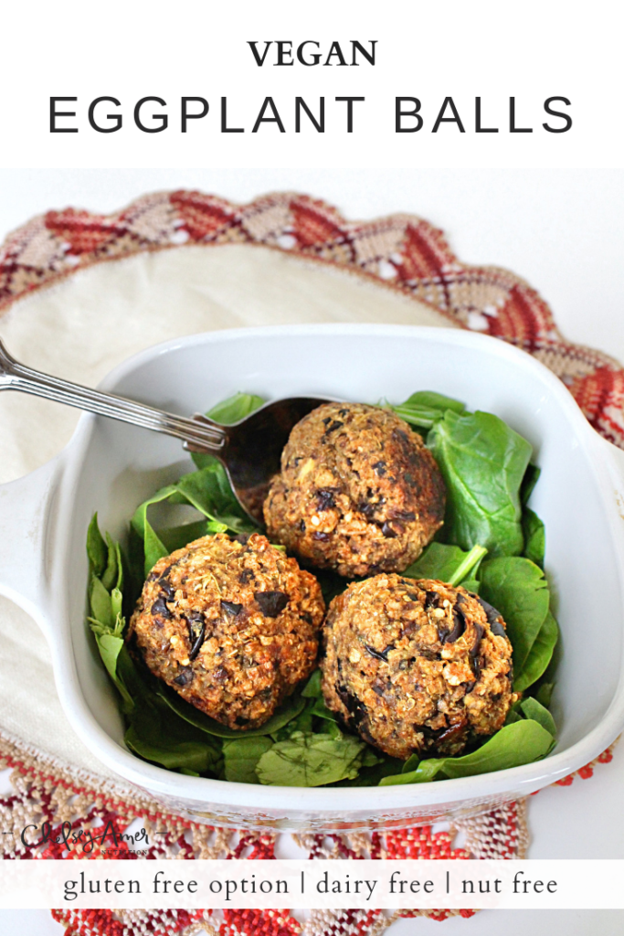4-Ingredient Vegan Eggplant Balls are the perfect plant-based dinner you can easily make ahead of time for a quick weeknight meal! Gluten free option, Dairy Free, Soy Free, Nut Free