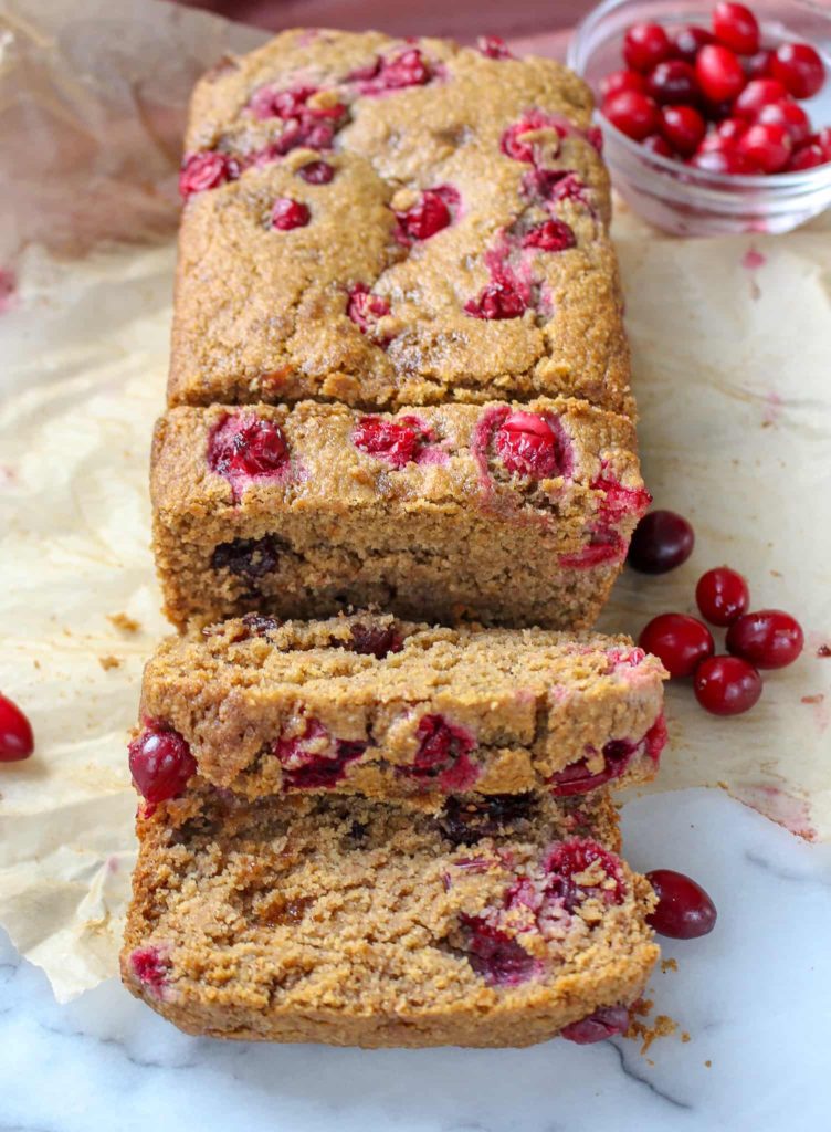 Cranberry Quick Bread made with oat flour