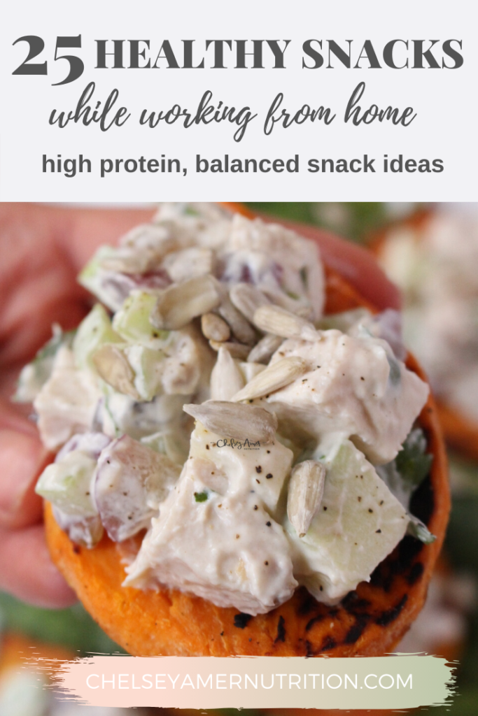 25 Healthy Snacks While Working From Home - Sweet potato toast with chicken salad