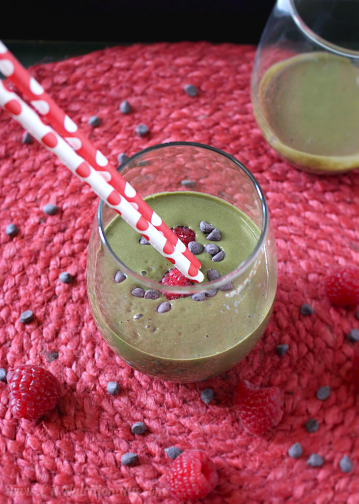 Chocolate Raspberry Green Smoothie - Chelsey Amer