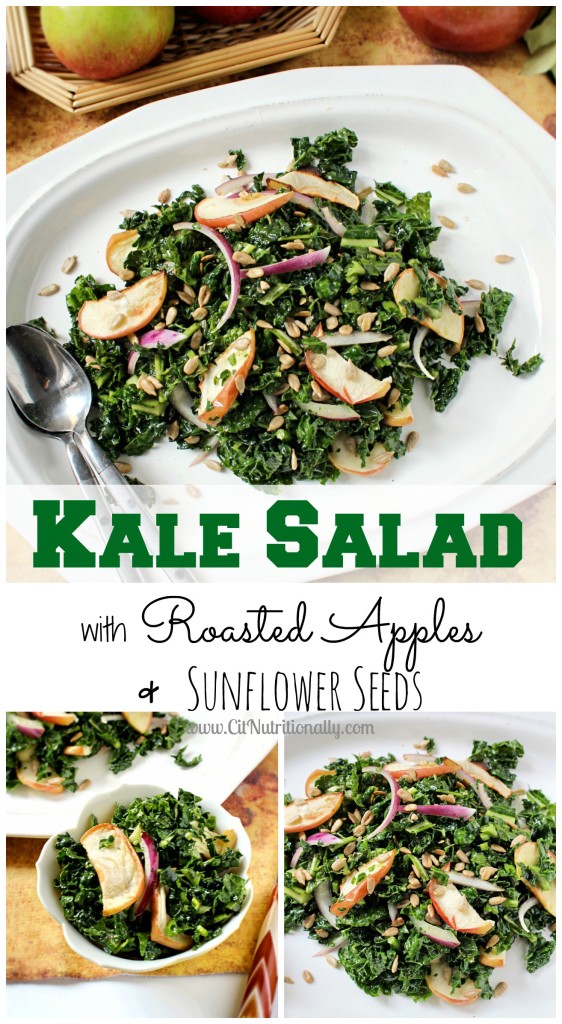 Kale Salad with Roasted Apples and Sunflower Seeds (& my goals for 2016 ...