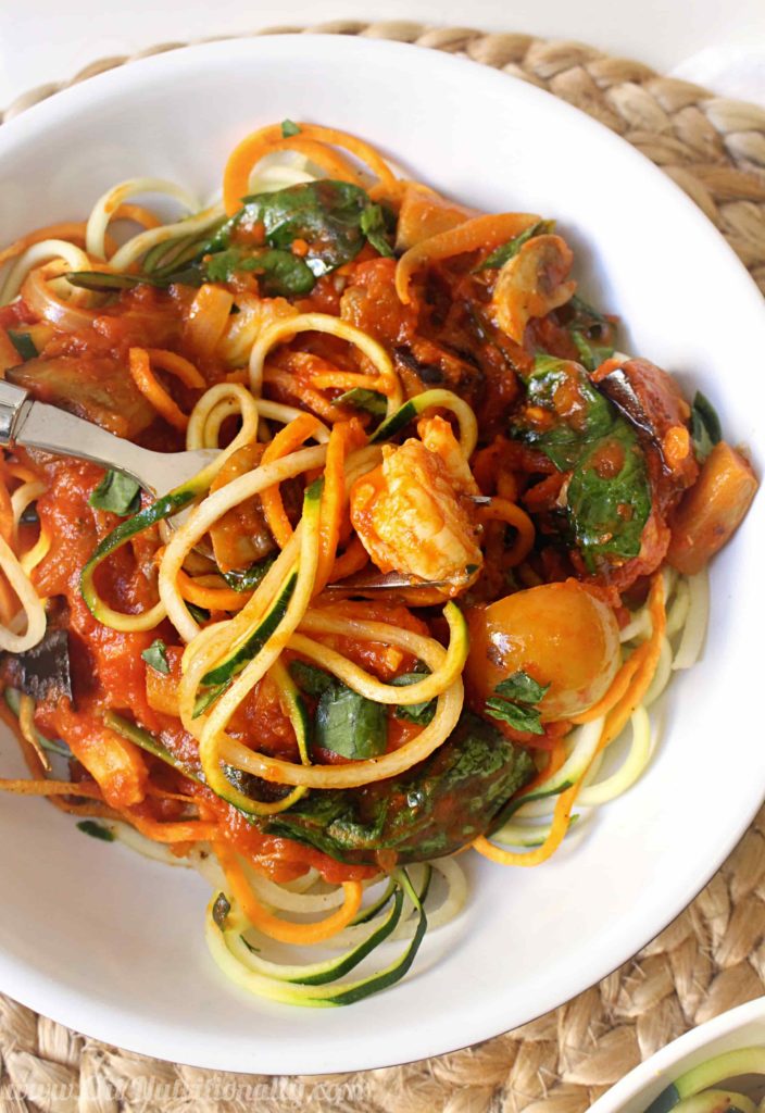 30 Minute Shrimp Primavera with Veggie Noodles