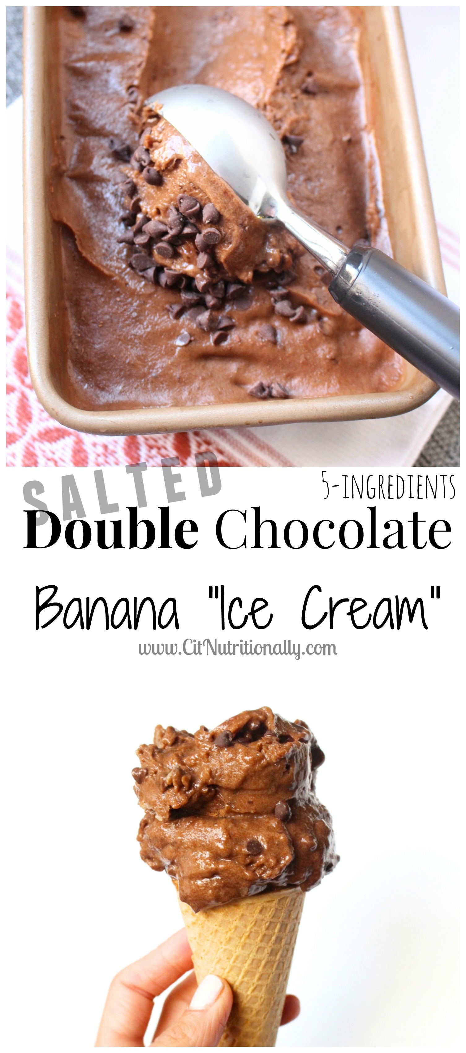 No Churn Salted Double Chocolate Banana Ice Cream | chelseyamernutrition.com