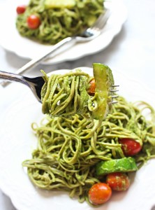 Creamy Avocado Pasta with Cherry Tomatoes and Zucchini | C it Nutritionally This easy, dairy free creamy avocado pasta is sprinkled with fresh summer cherry tomatoes and zucchini, and full of flavor in a meal you can whip up in less than 20 minutes! Dairy free, Nut free, Egg free, Gluten free, Grain free, Oil free