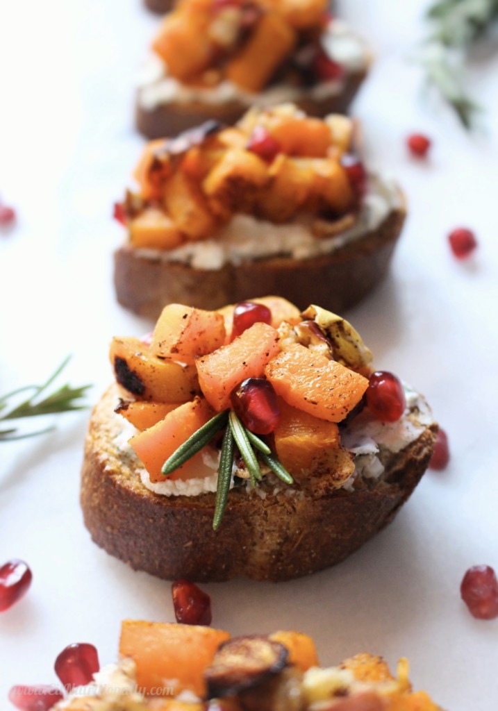 Butternut Squash and Herbed Goat Cheese Crostini - Chelsey Amer