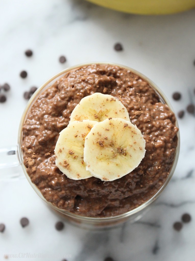 5 Ingredient Chunky Monkey Chia Pudding | C it Nutritionally by Chelsey Amer, MS, RDN, CDN A satisfying bowl of banana-filled, chocolatey 5 Ingredient Chunky Monkey Chia Pudding makes the perfect breakfast, snack, or dessert, full of protein, fiber, and healthy fats!