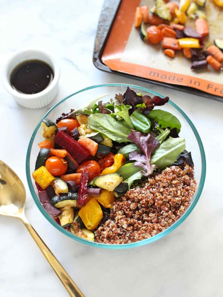 Quinoa, Mixed Greens, and Roasted Vegetables
