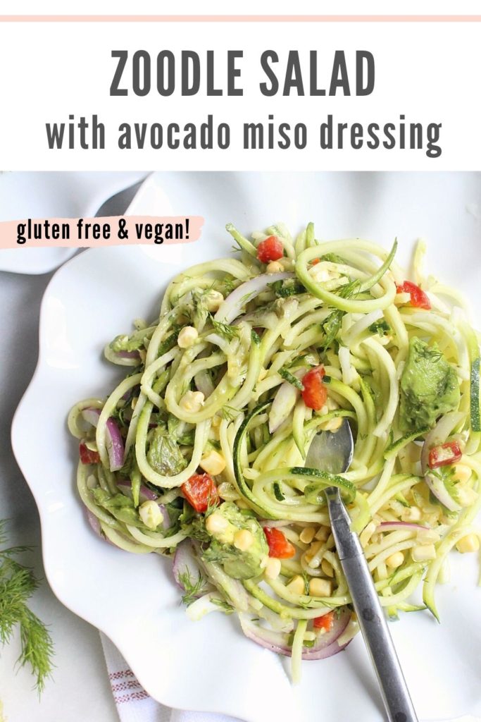 Low Carb Zoodle Salad with Avocado Miso Dressing