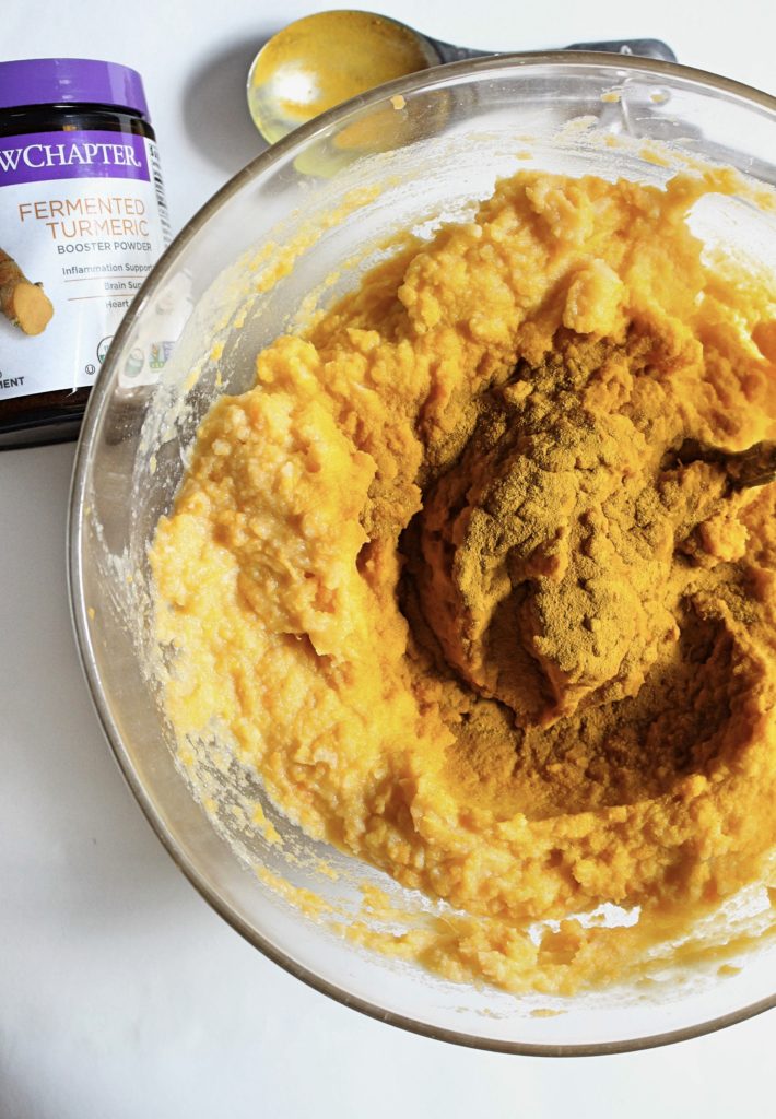 Healthy Sweet Potato Mash | Chelsey Amer Nutrition Enjoy this Healthy Mashed Sweet Potatoes that are every bit smooth and creamy, without weighing you down. They’re made with a secret ingredient and full of flavor thanks to the extra boost from fermented turmeric. Gluten Free, Grain Free, Dairy Free option, Vegan option
