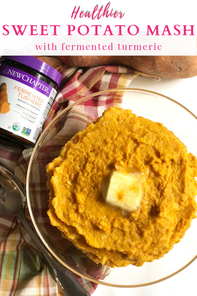 Healthy Sweet Potato Mash | Chelsey Amer Nutrition Enjoy this Healthy Mashed Sweet Potatoes that are every bit smooth and creamy, without weighing you down. They’re made with a secret ingredient and full of flavor thanks to the extra boost from fermented turmeric. Gluten Free, Grain Free, Dairy Free option, Vegan option