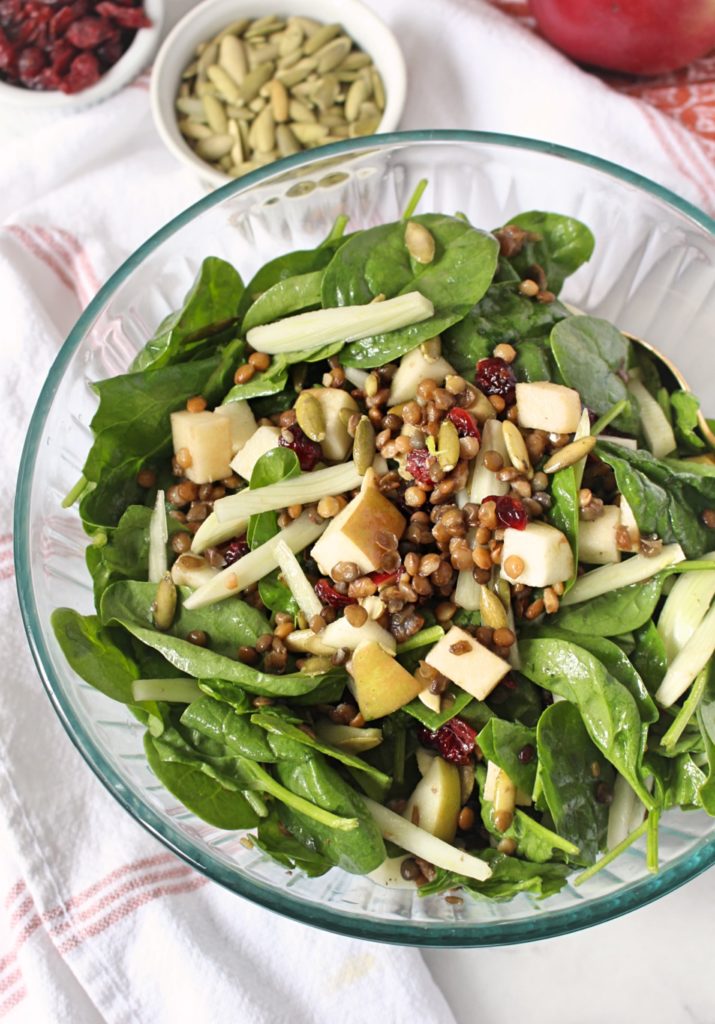 Fall Spinach And Apple Salad With Honey Vinaigrette