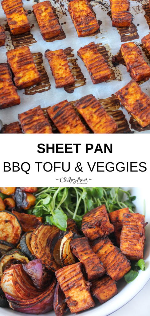 Sheet Pan BBQ Tofu and Veggies | chelseyamernutrition.com