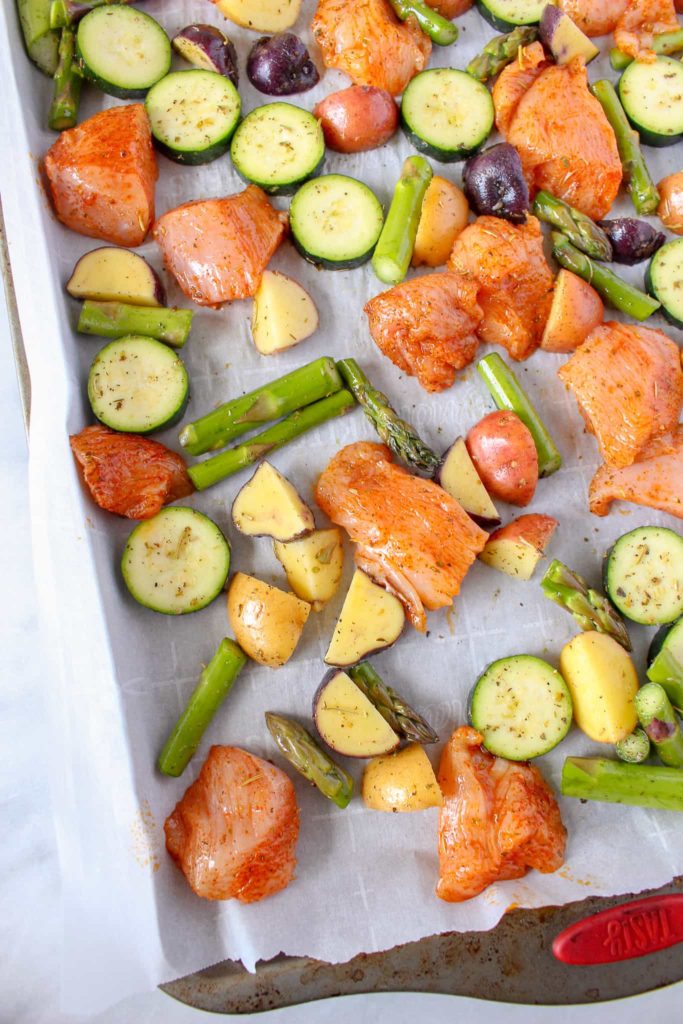 Easy Sheet Pan Chicken and Veggies - Chelsey Amer