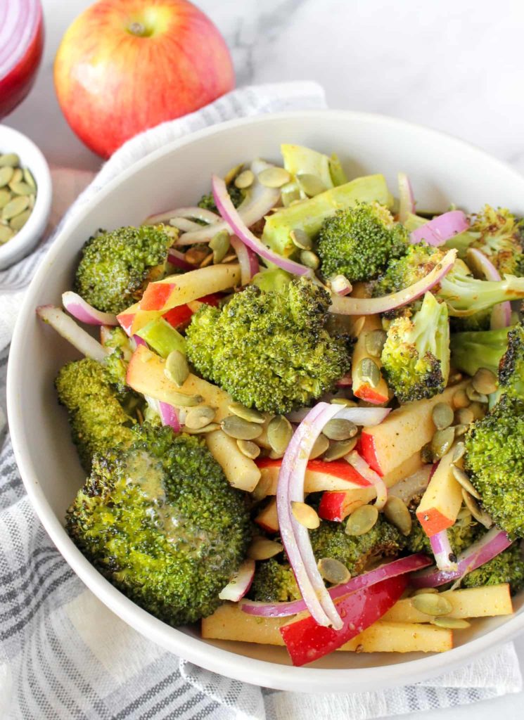 Roasted Broccoli Salad with Apples and Maple Dijon Vinaigrette