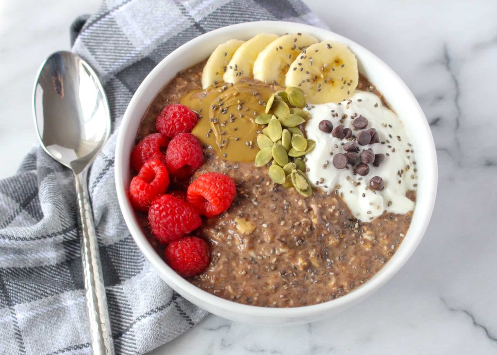 Chocolate Protein Oatmeal Bowl