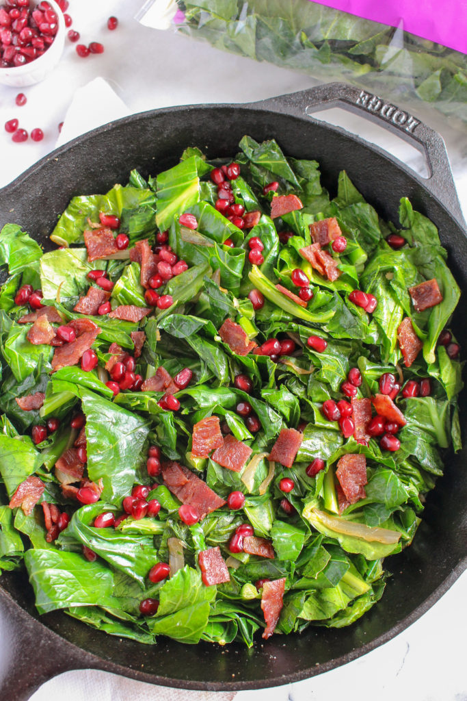 Sautéed Collard Greens with Pomegranate Seeds - Chelsey Amer