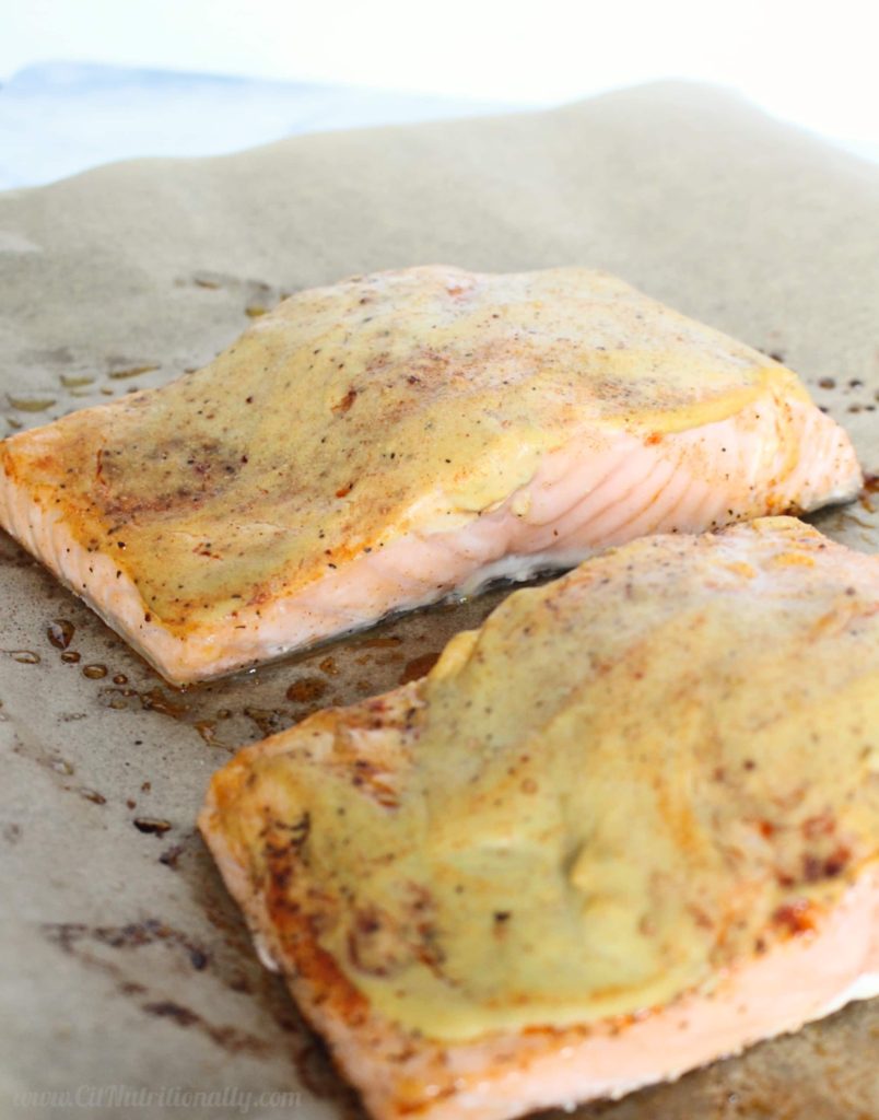 Dijon Baked Salmon on Parchment Paper