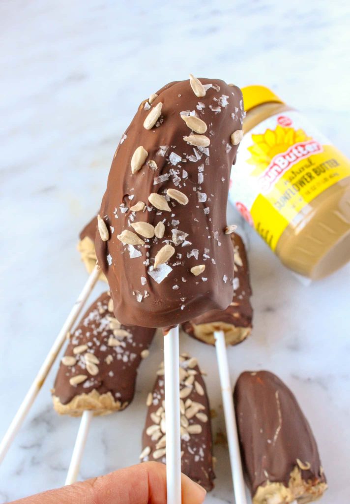 Chocolate Covered SunButter Banana Popsicles 