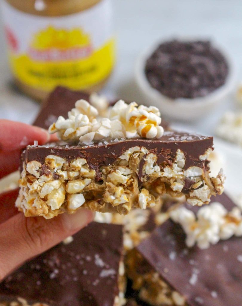 Chocolate Popcorn Bars (side view)