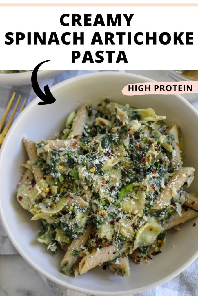 healthy spinach artichoke pasta for pinterest