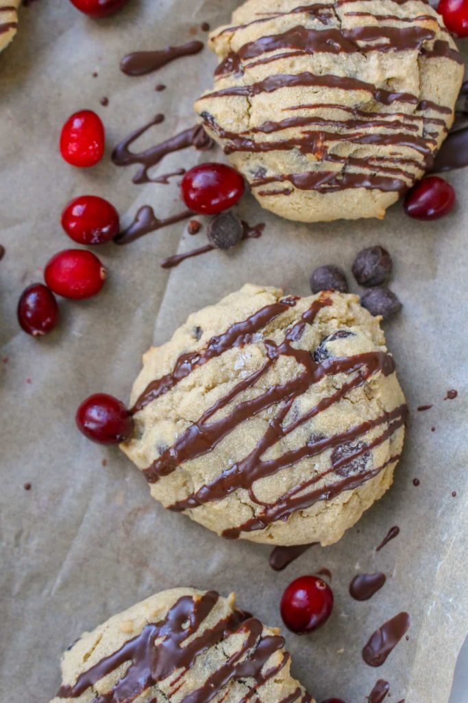 Cassava Flour Cookies with Dark Chocolate and Cranberries 