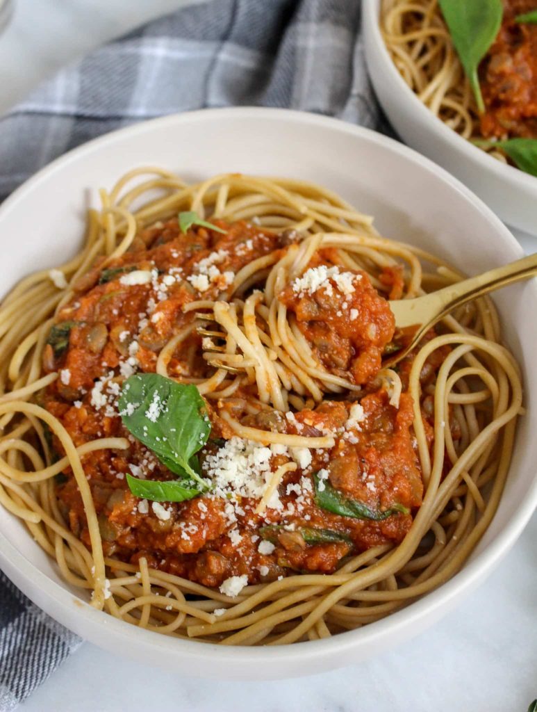 What to Eat the Day Before Thanksgiving: Pumpkin Lentil Bolognese