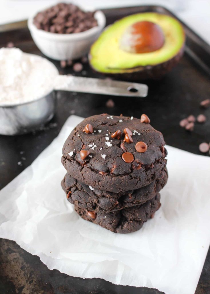 Double Chocolate Avocado Cookies with ingredients