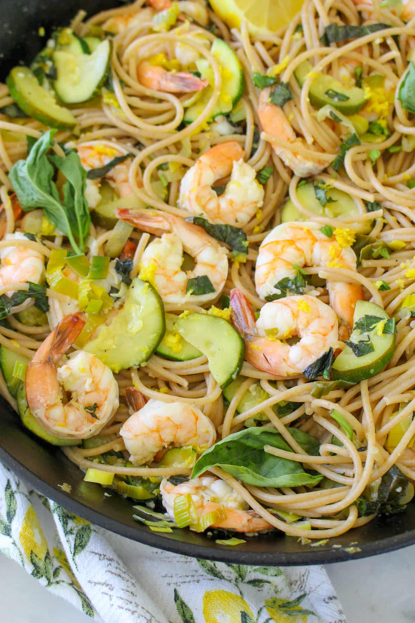 Healthy Lemon Basil Shrimp with Pasta | Healthy Weeknight Dinners