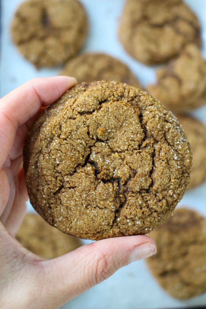 Cracks on molasses cookie with sanding sugar 