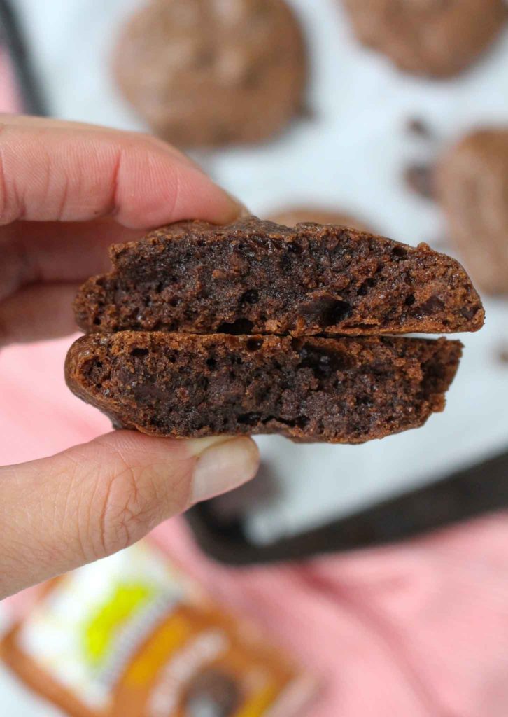 Inside of the Small Batch Flourless Chocolate Cookies
