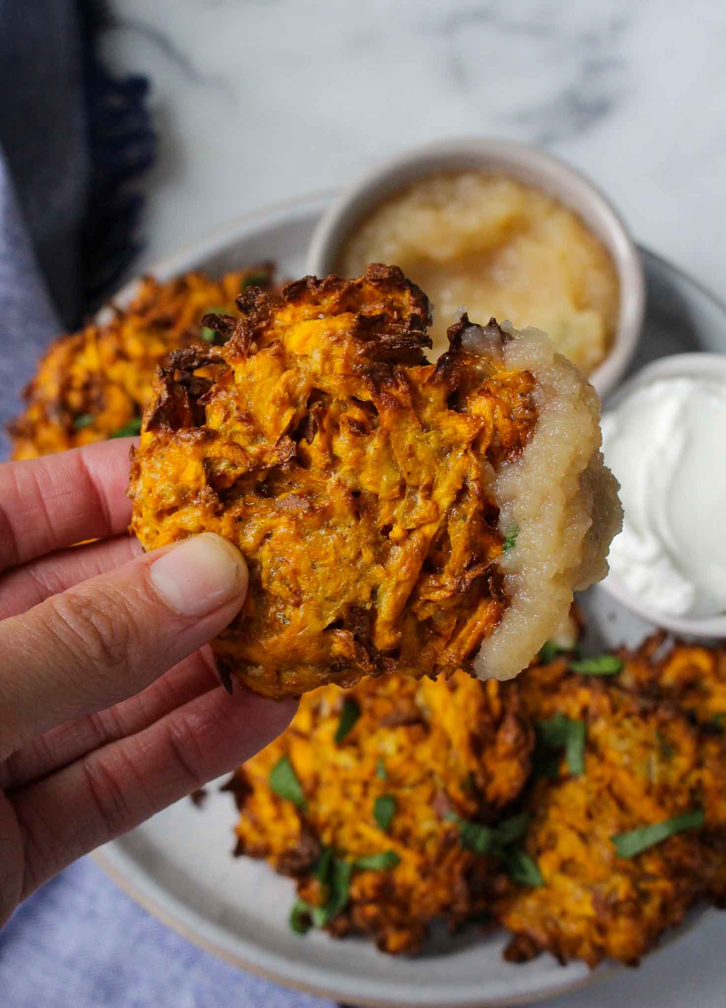 Air Fryer Sweet Potato Latkes Healthy Recipes by Chelsey Amer Nutrition