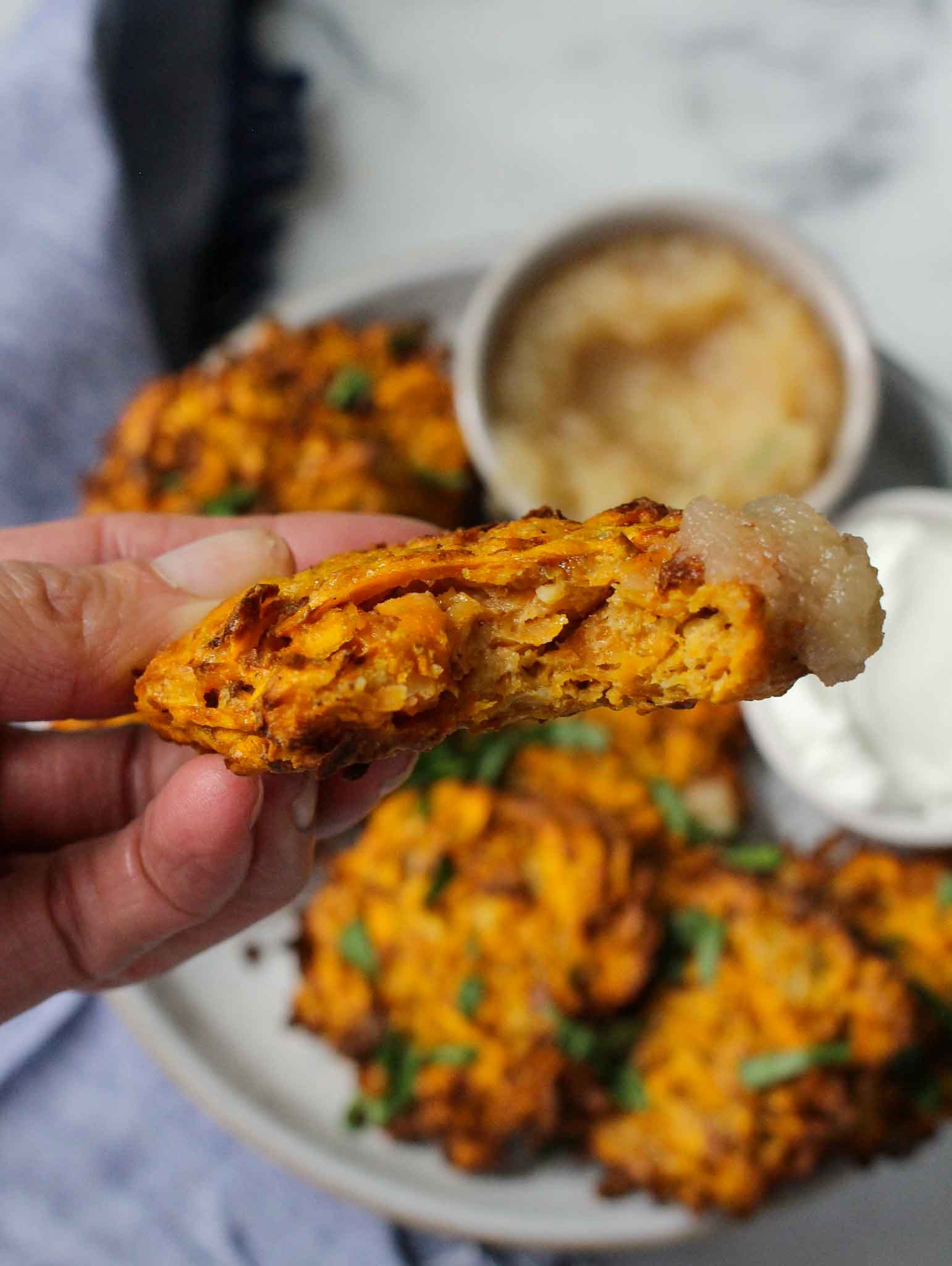 Air Fryer Sweet Potato Latkes Healthy Recipes by Chelsey Amer Nutrition